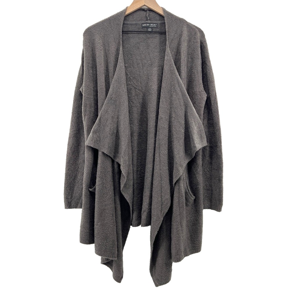 Barefoot Dreams Bamboo Cozy Chic Lite Cardigan Women L/XL Waterfall Gray Knit